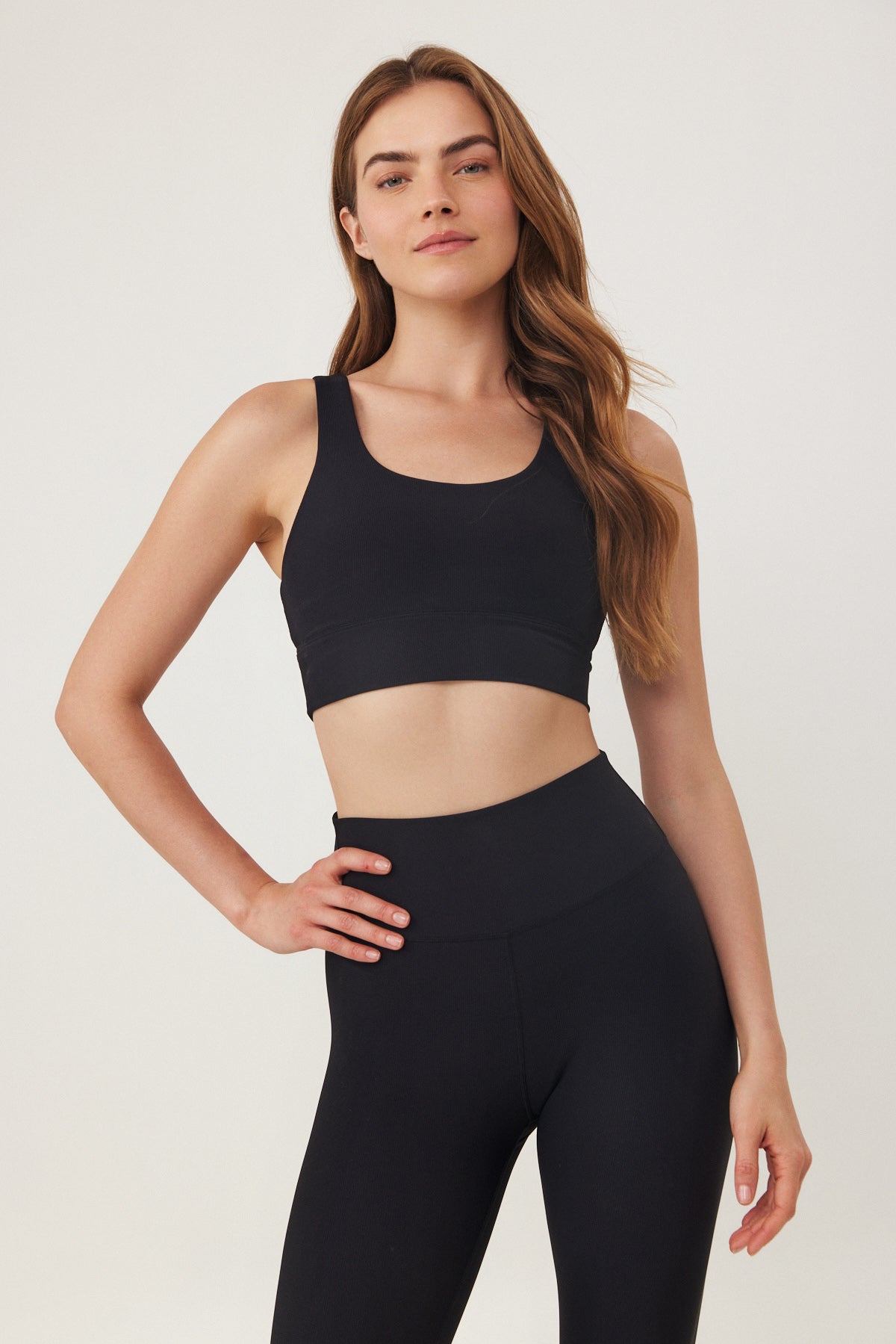 BLACK RIBBED SPORT TOP - Image 4