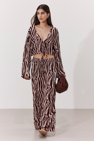 ZANZIBAR WIDE-LEG LINEN PANTS IN ANIMAL PRINT