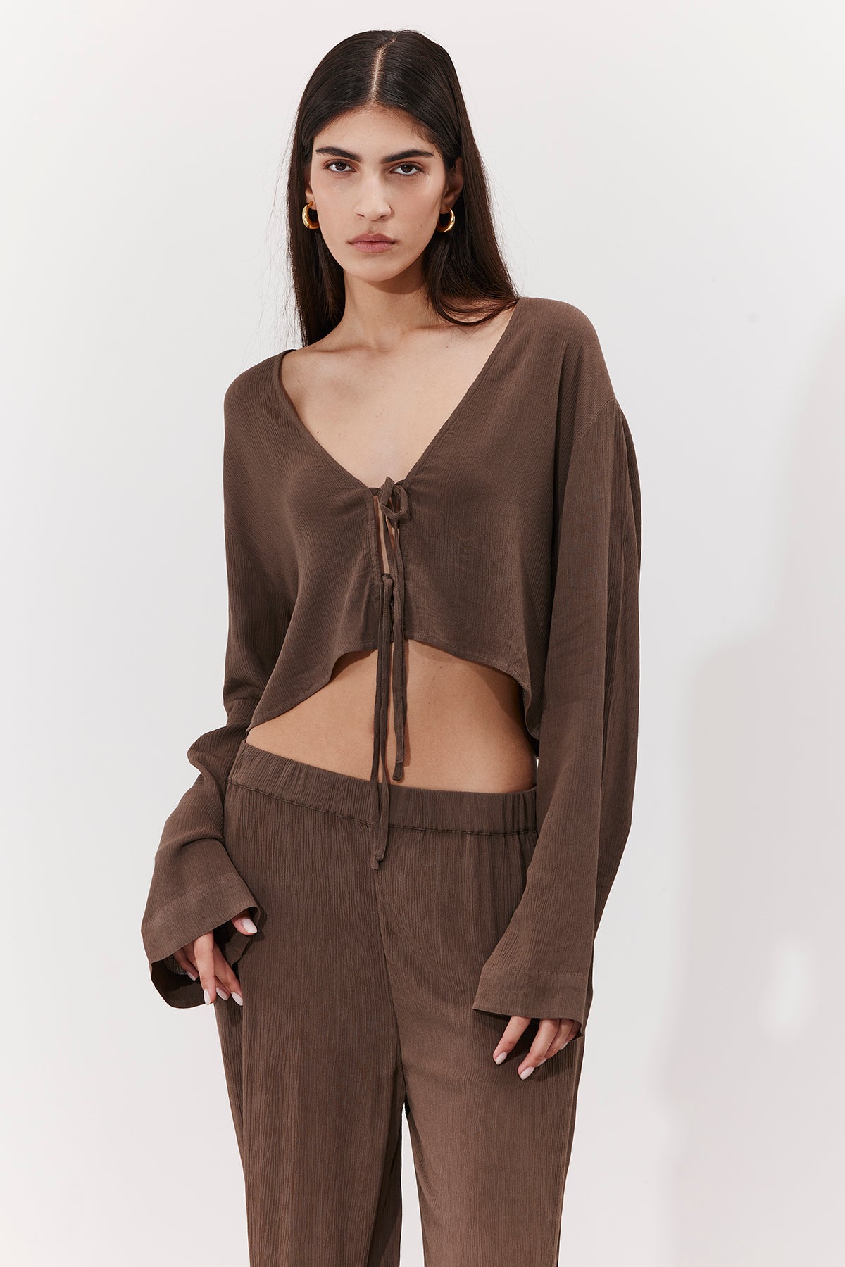MARRAKESH FRONT TIE SHIRT IN KHAKI - Image 4