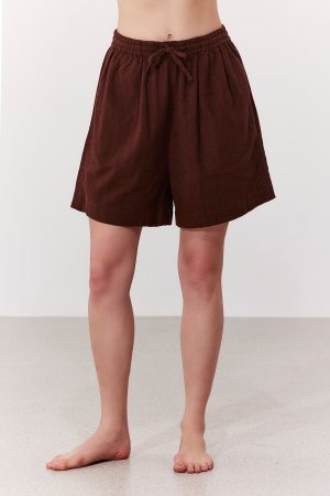 SORRENTO LINEN BERMUDA PANTS IN BROWN