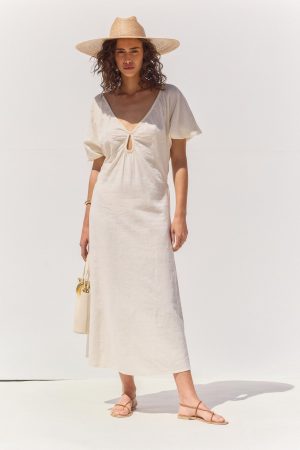 SORRENTO V-NECK MAXI DRESS IN CREAM